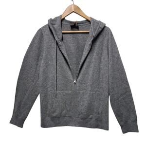 Quince 100% Mongolian Cashmere Heather Gray Full Zip up Hoodie Large NWT Luxury